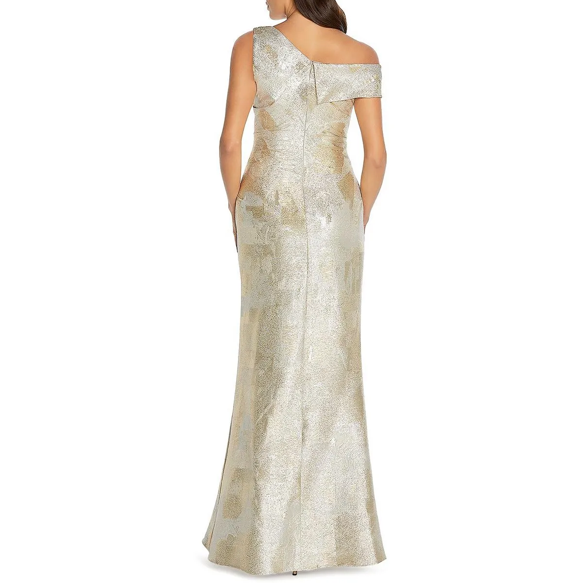 Womens Metallic Asymmetric Evening Dress