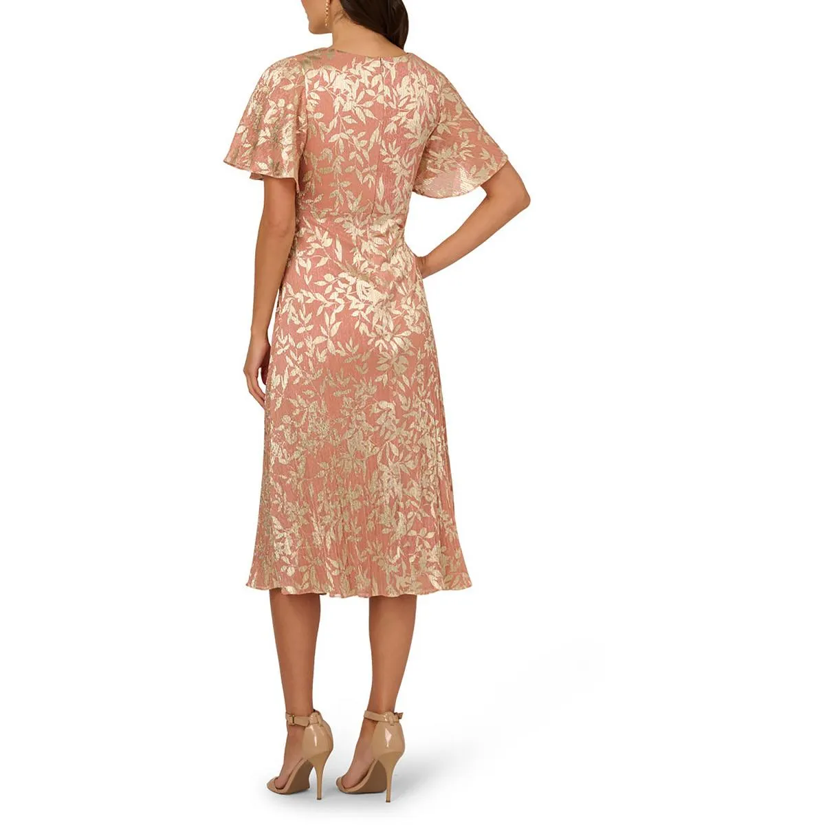Womens Metallic Manmade Midi Dress