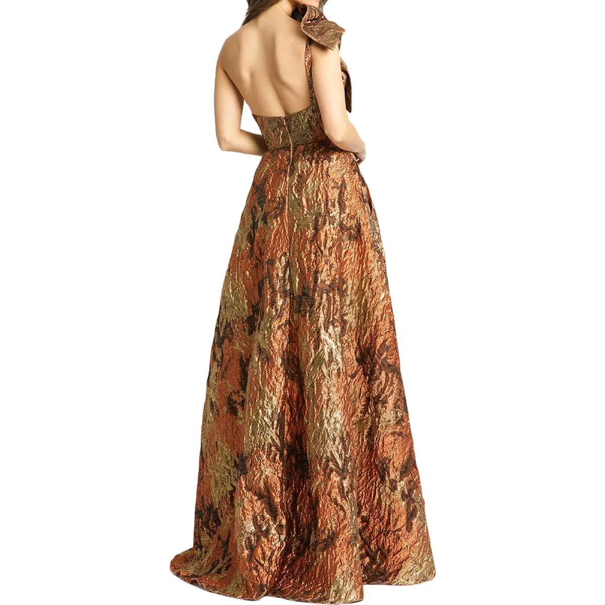 Womens Metallic Textured Evening Dress