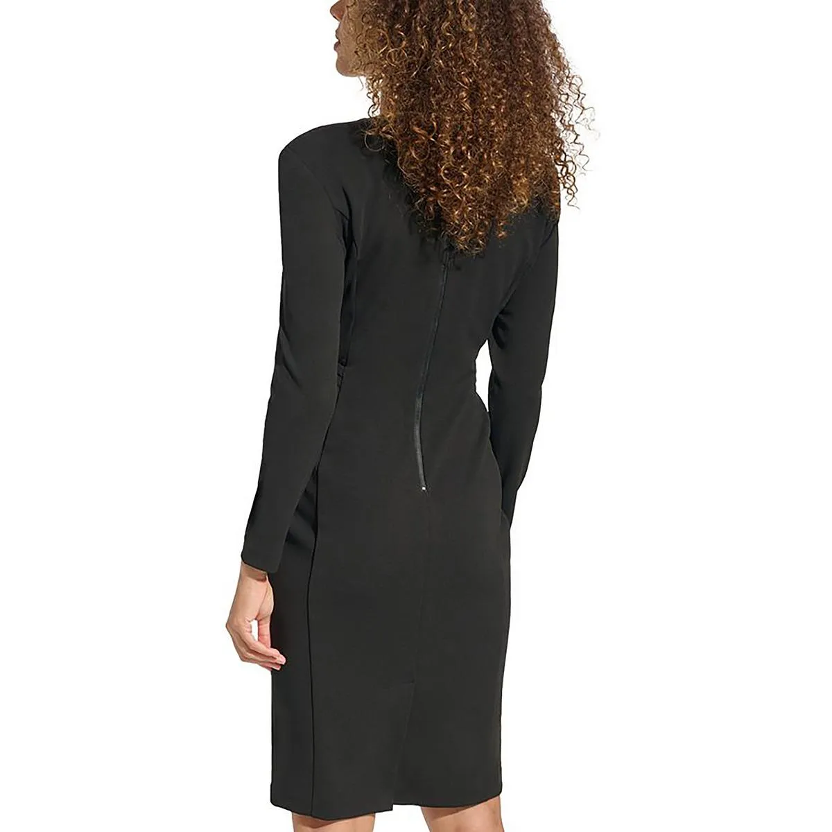 Womens Pleated Knee Length Sheath Dress