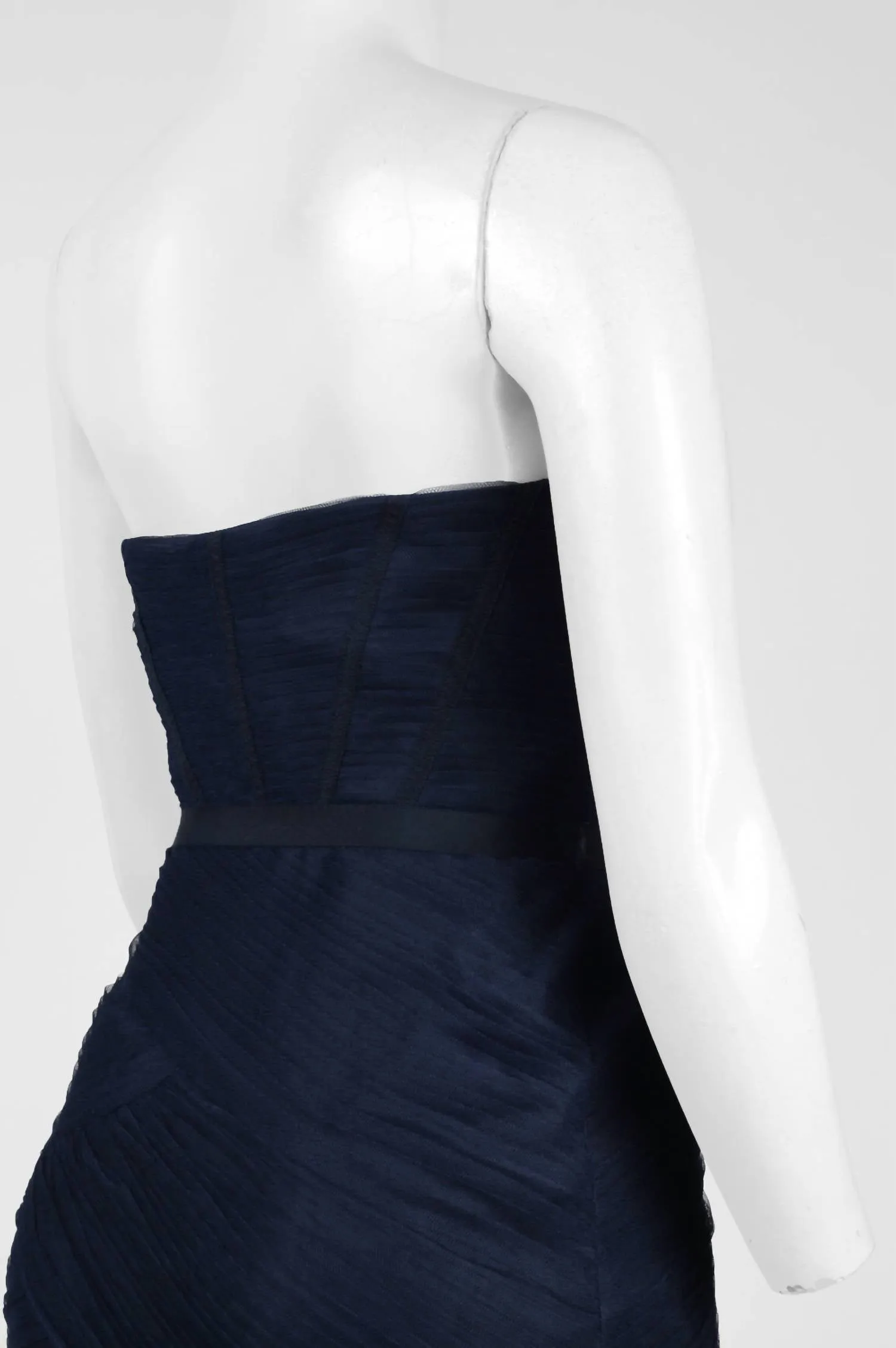 Women's Pleated Strapless Mermaid Dress In Navy