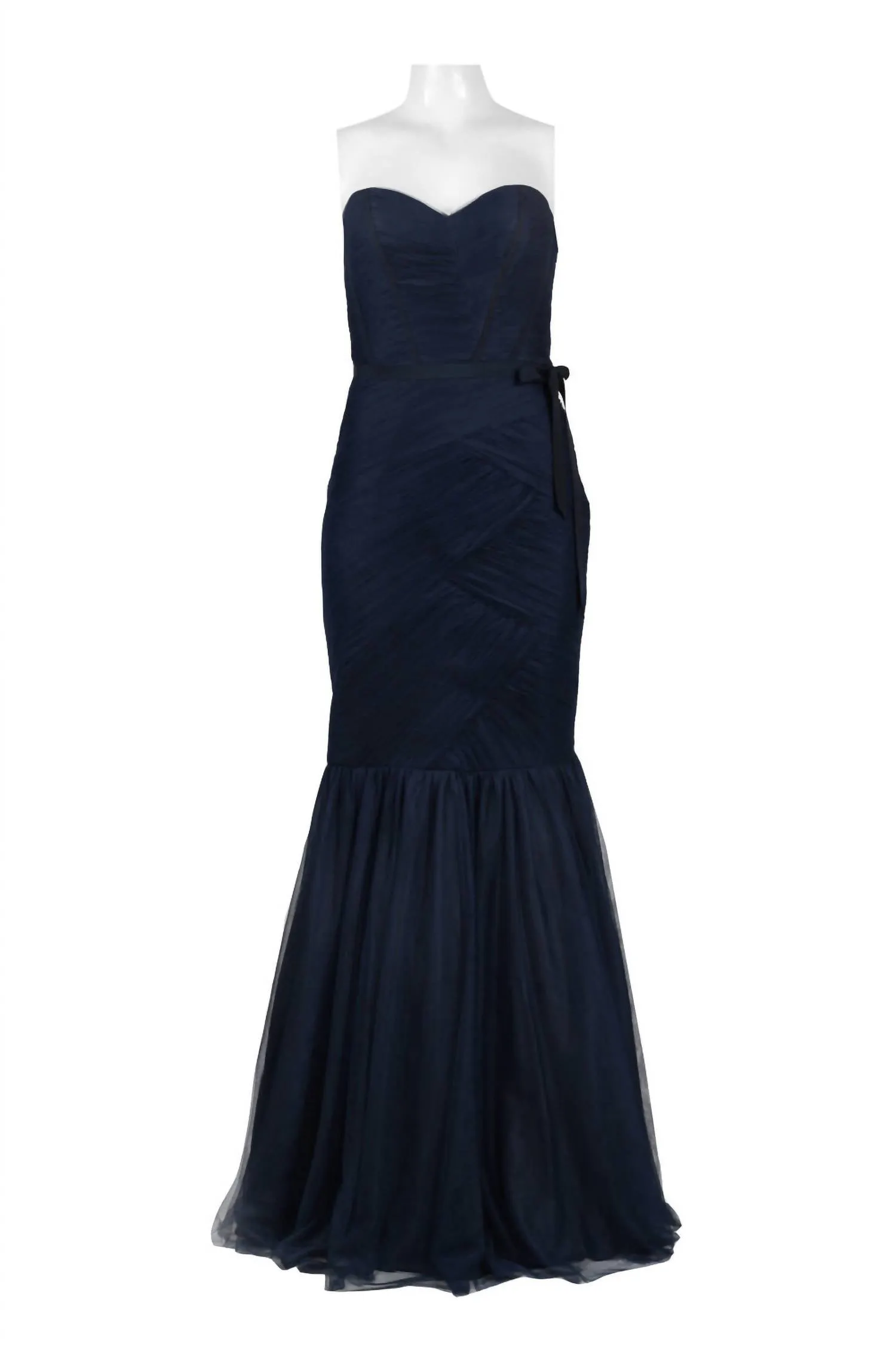 Women's Pleated Strapless Mermaid Dress In Navy