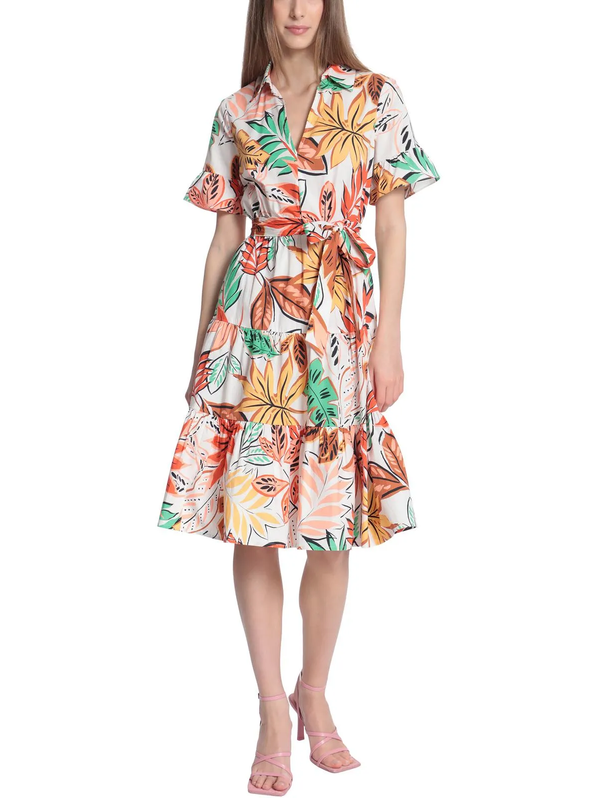 Womens Printed Collared Shirtdress