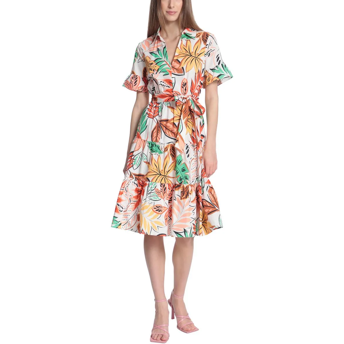 Womens Printed Collared Shirtdress