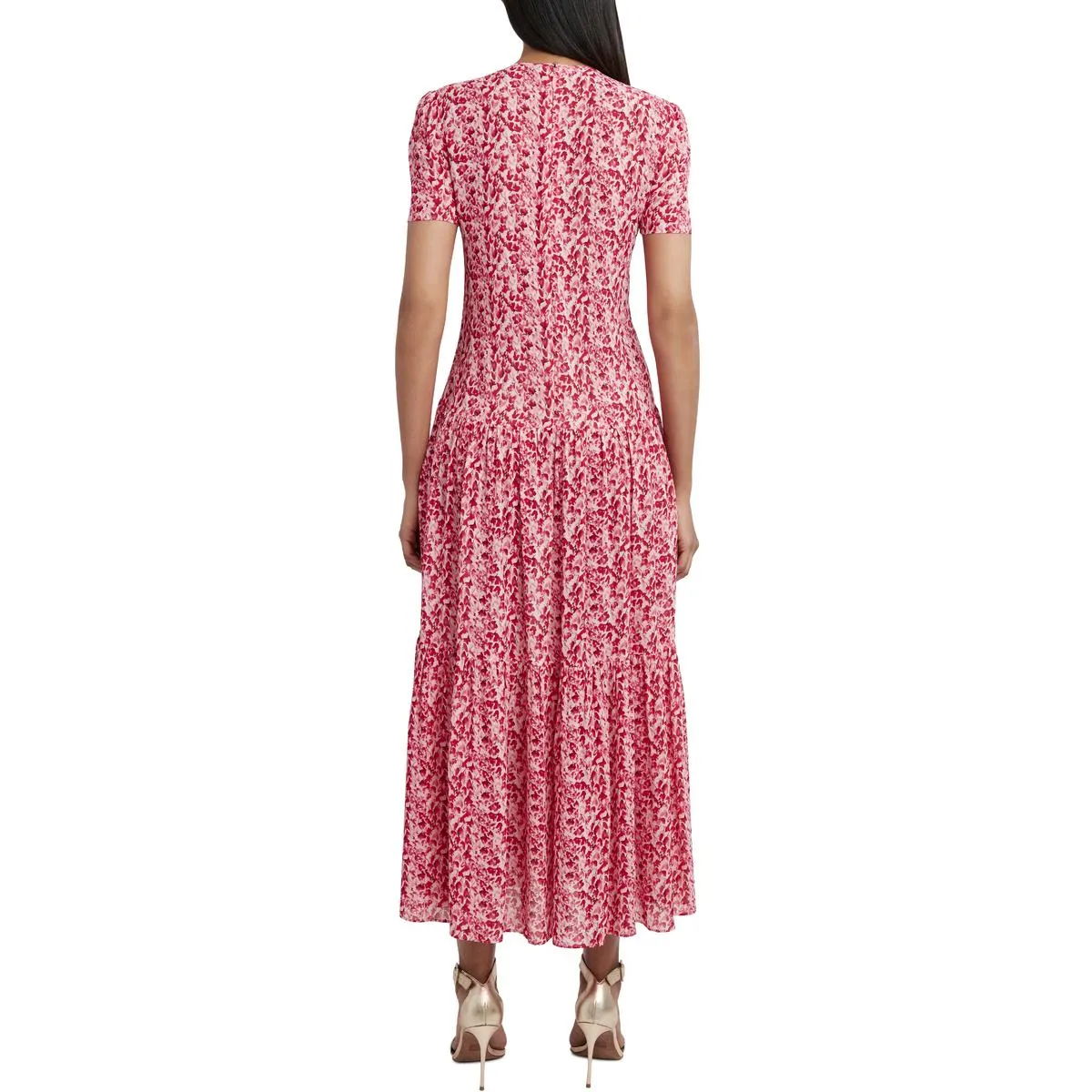 Womens Printed Drop Waist Midi Dress
