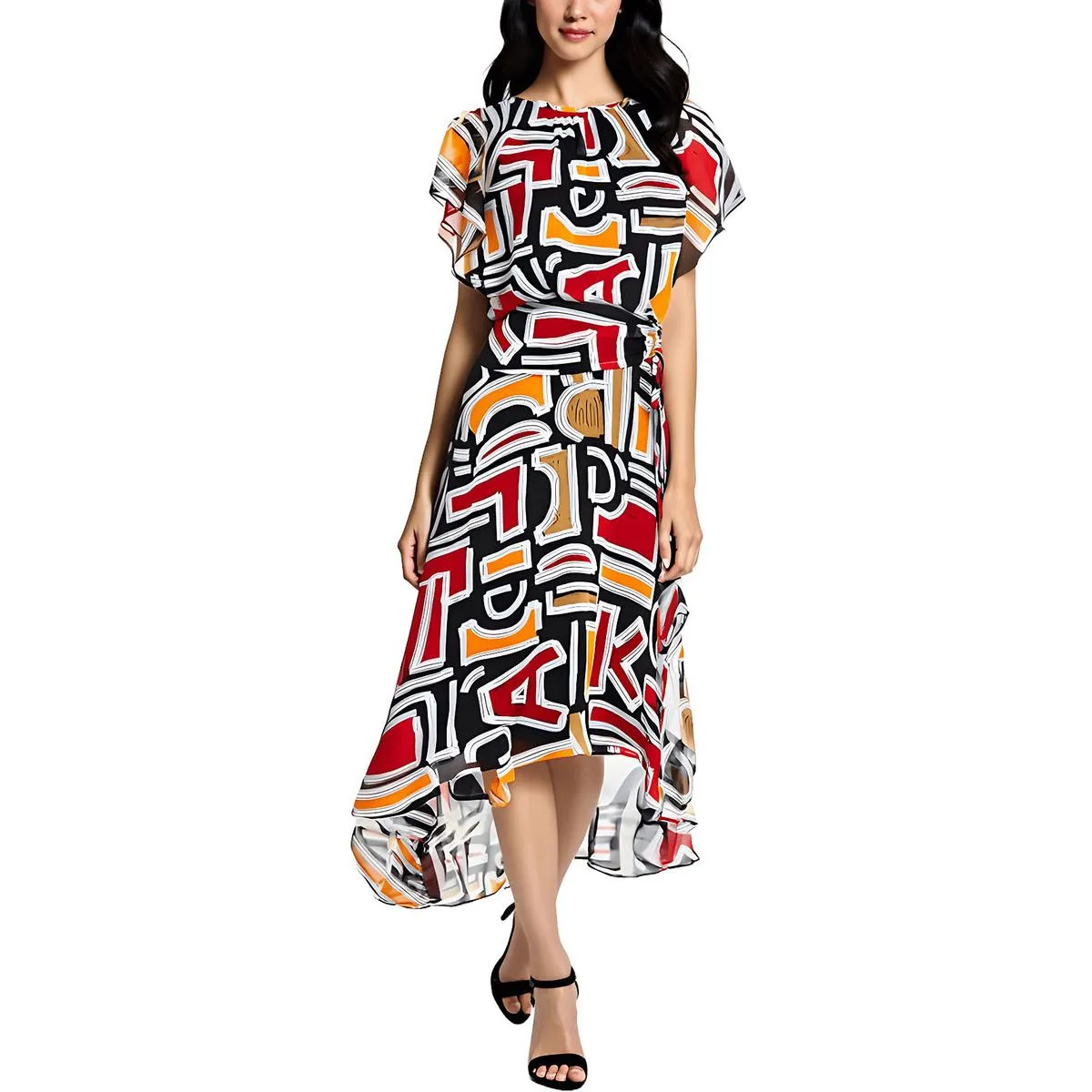 Womens Printed Polyester Maxi Dress