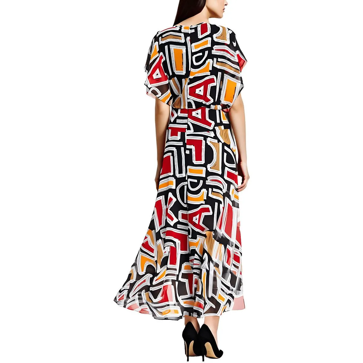 Womens Printed Polyester Maxi Dress