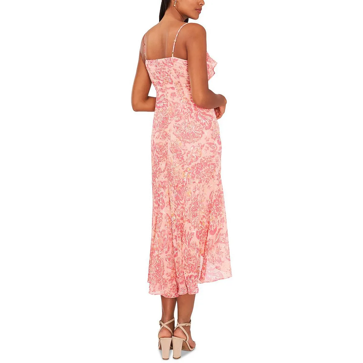 Womens Ruffle Asymmetrical Fit & Flare Dress