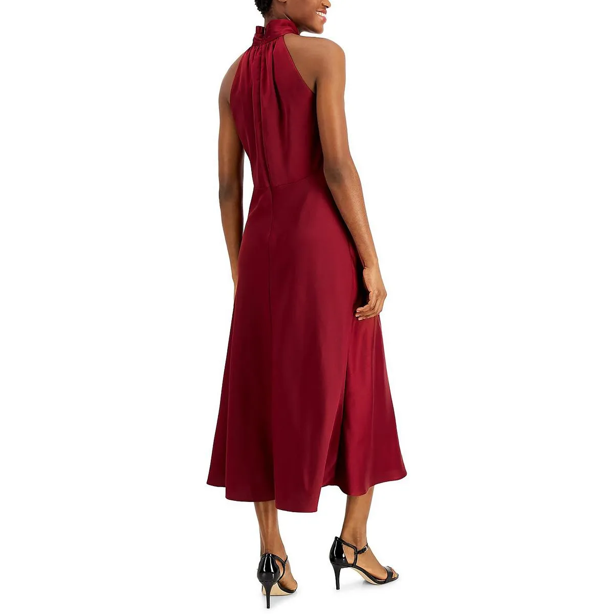 Womens Satin Maxi Halter Dress