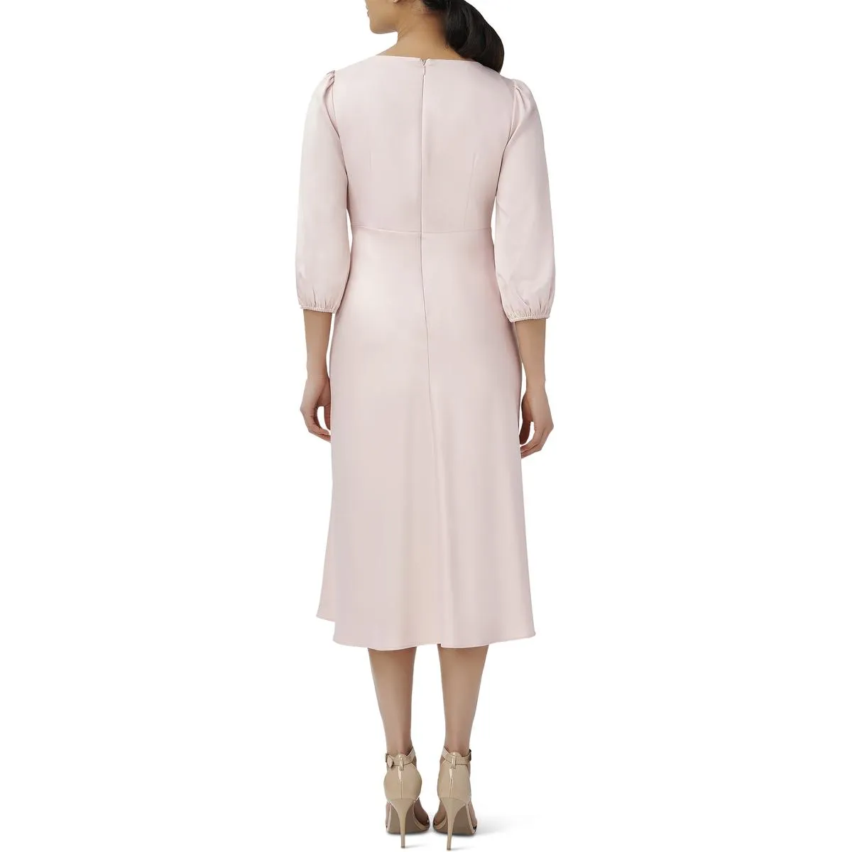 Womens Satin Midi Fit & Flare Dress