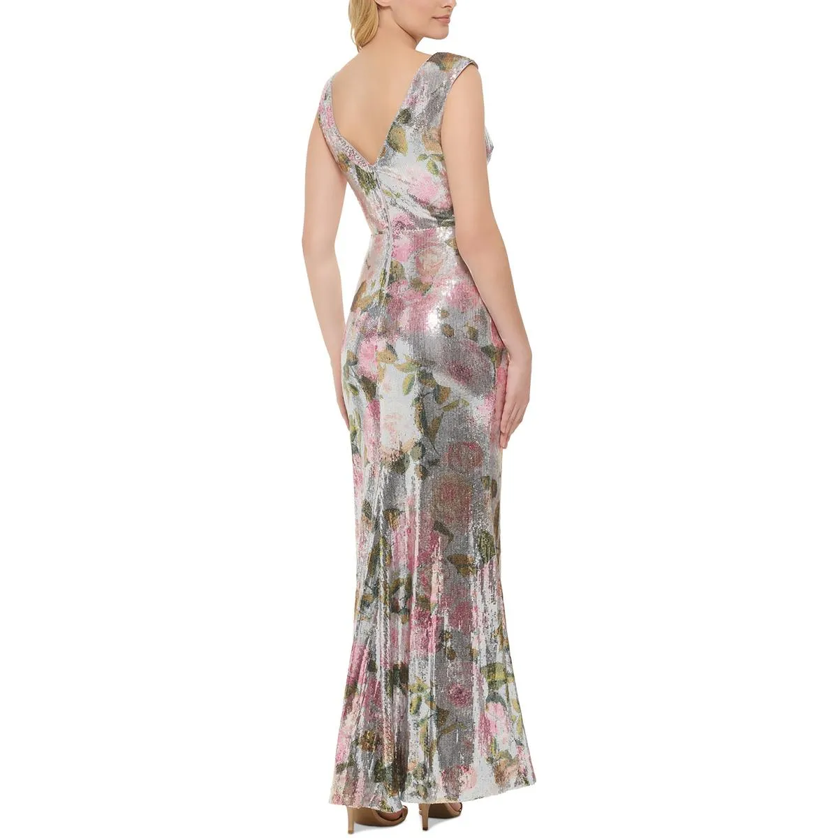 Womens Sequined Sleeveless Evening Dress
