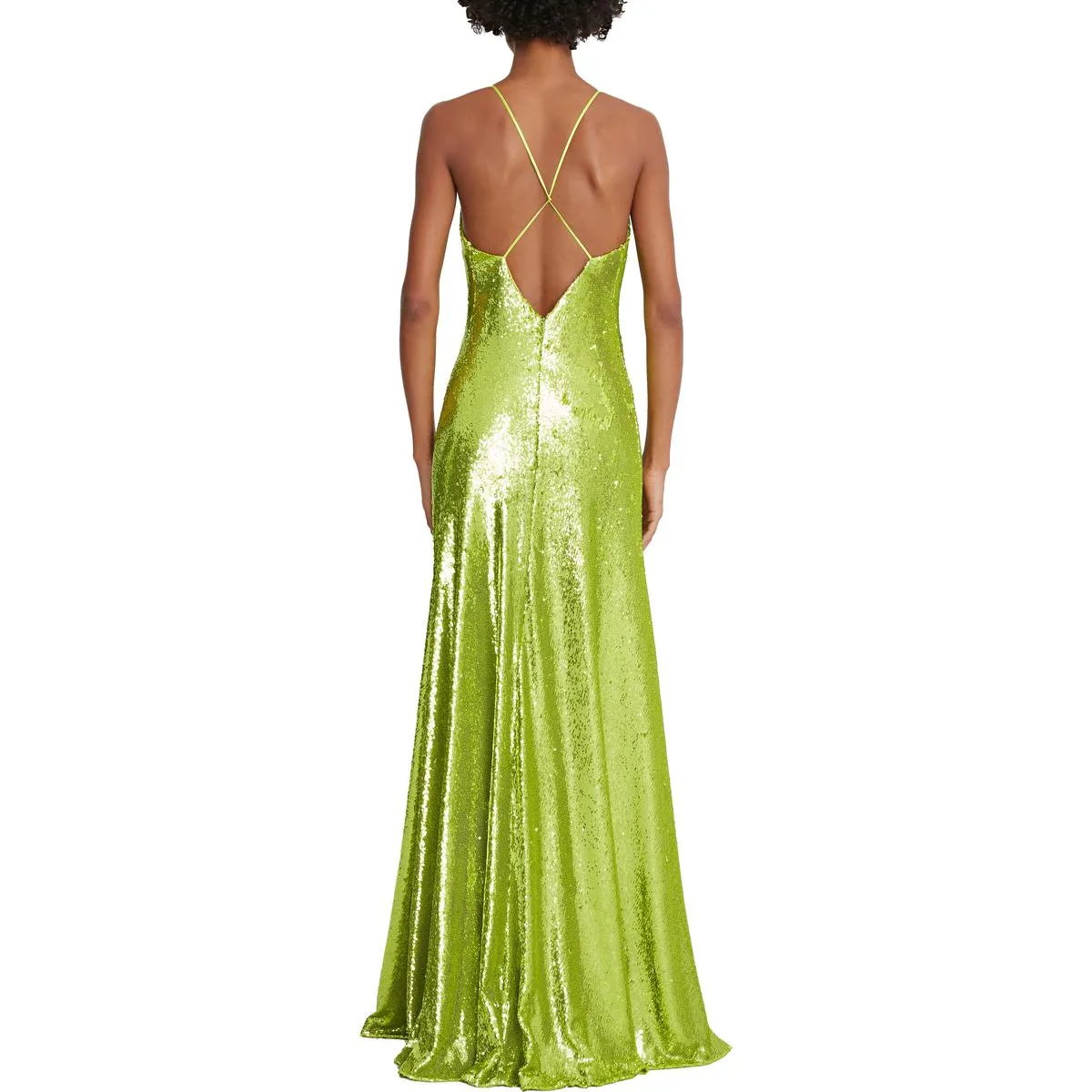 Womens Sequined V-Neck Evening Dress