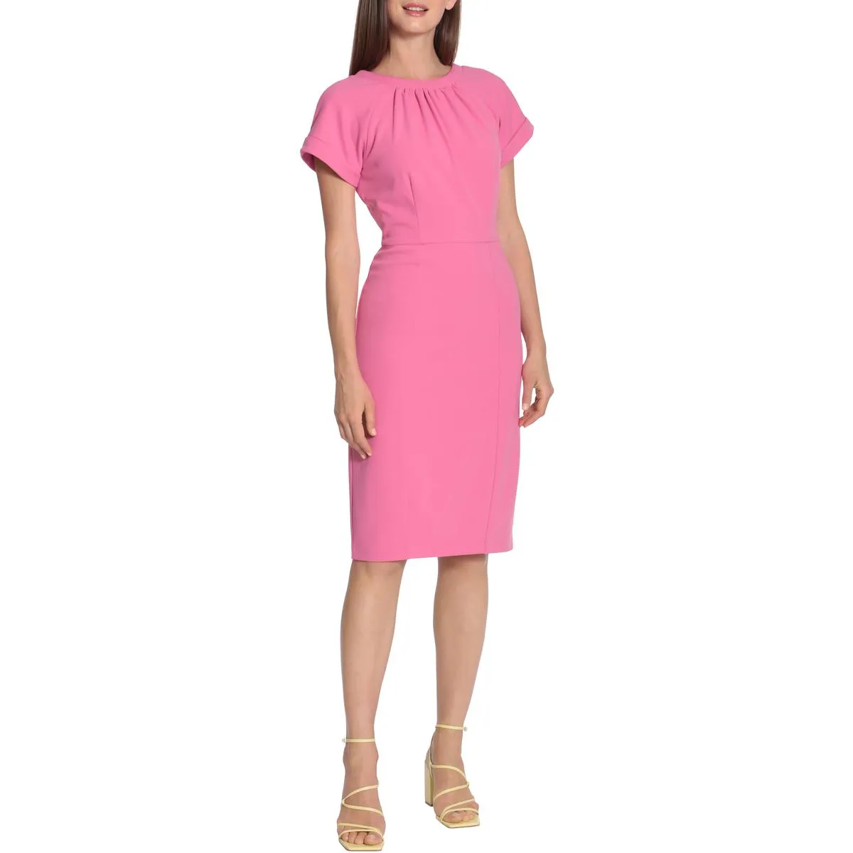 Womens Short Sleeve Knee Midi Dress