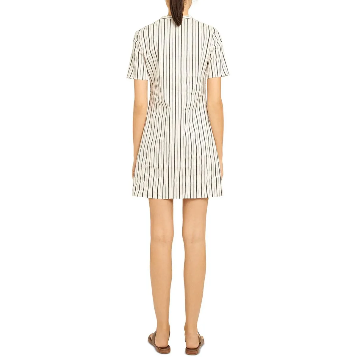 Womens Striped Knee Length Shirtdress