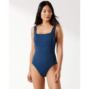 Damen Tommy Bahama Bademode Tommy Bahama Palmen Modern Über-die-Schulter Ausschnitt Quadratischer Hals Einteiler Badeanzug - Mitternachtsmeer