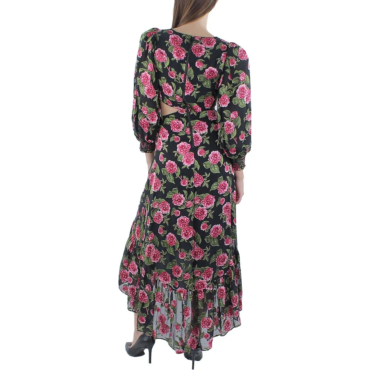 Womens Twist Front Floral Print Maxi Dress