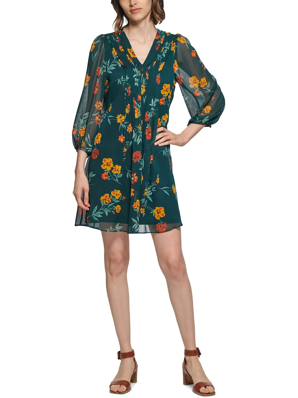 Womens V-Neck Mini Shift Dress