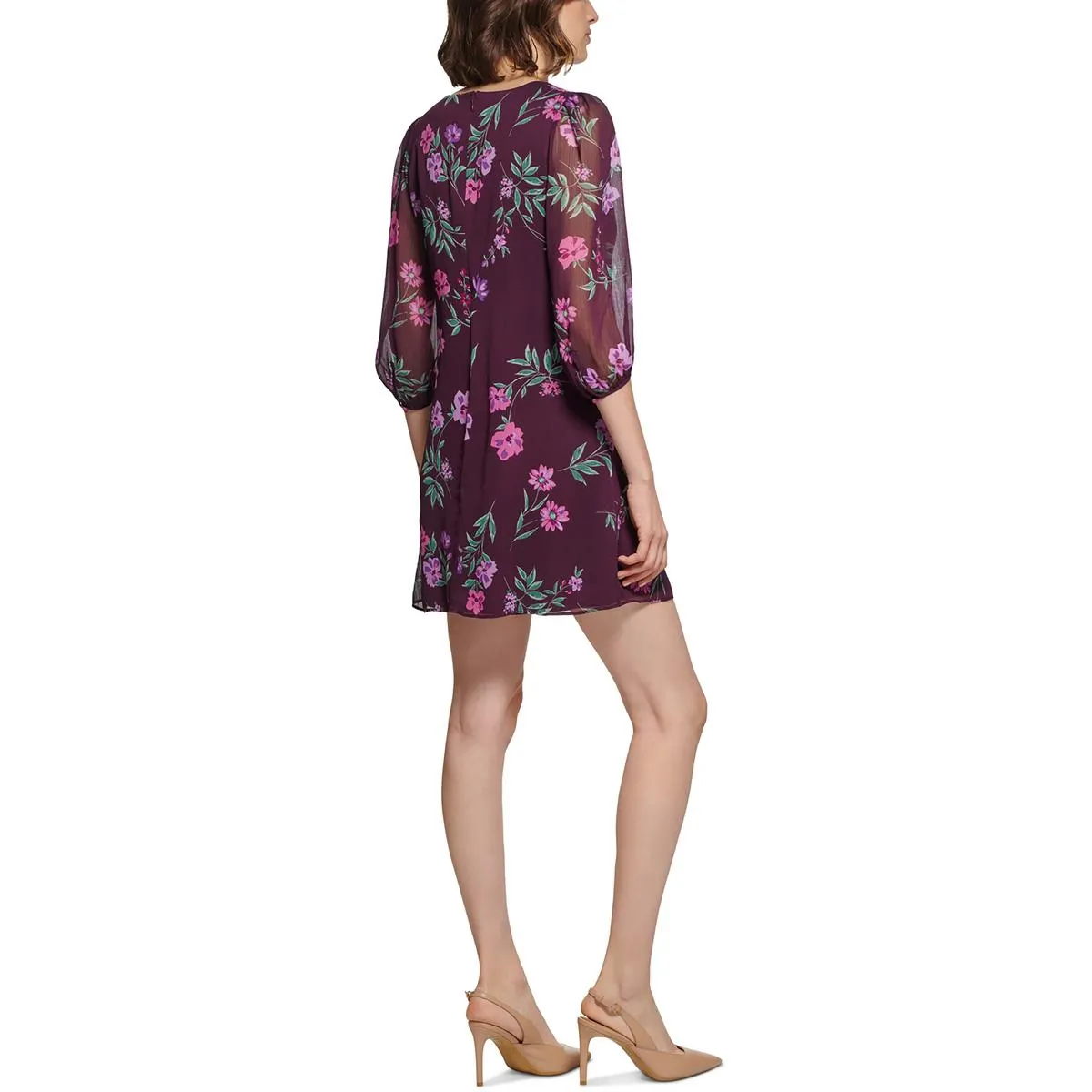 Womens V-Neck Mini Shift Dress