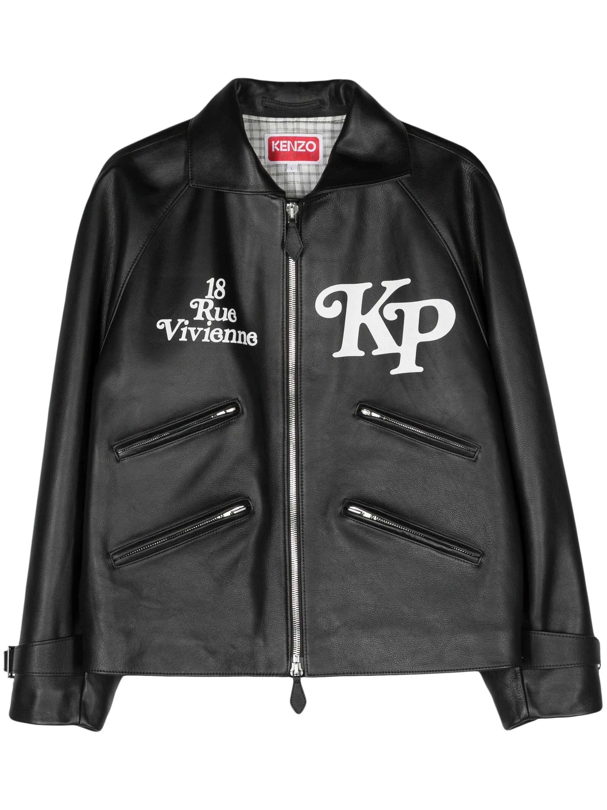 X Verdy Logo-Print Leather Jacket winter jackets clearance
