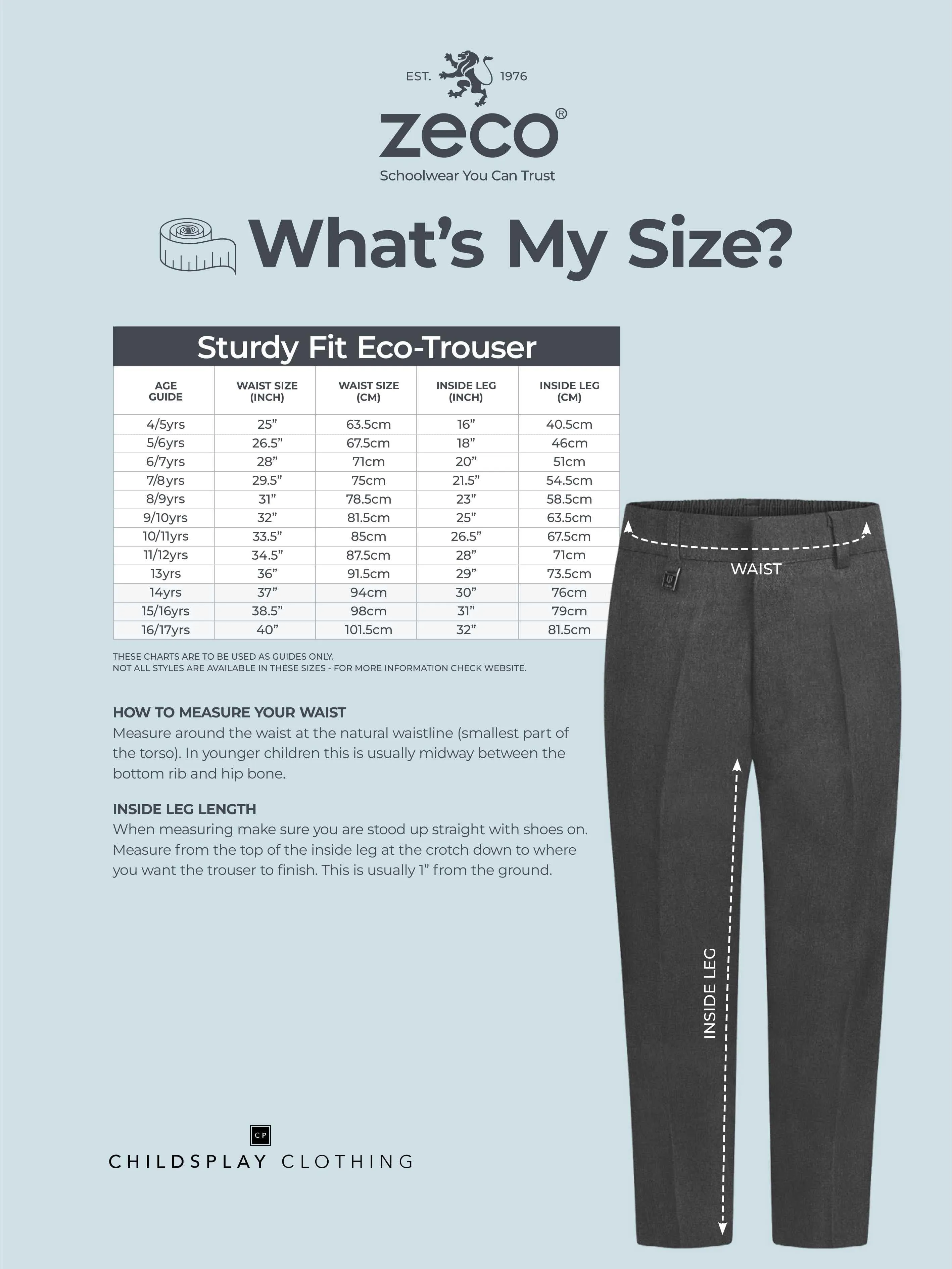 Zeco Boys School Robuste Passform Hose in Schwarz