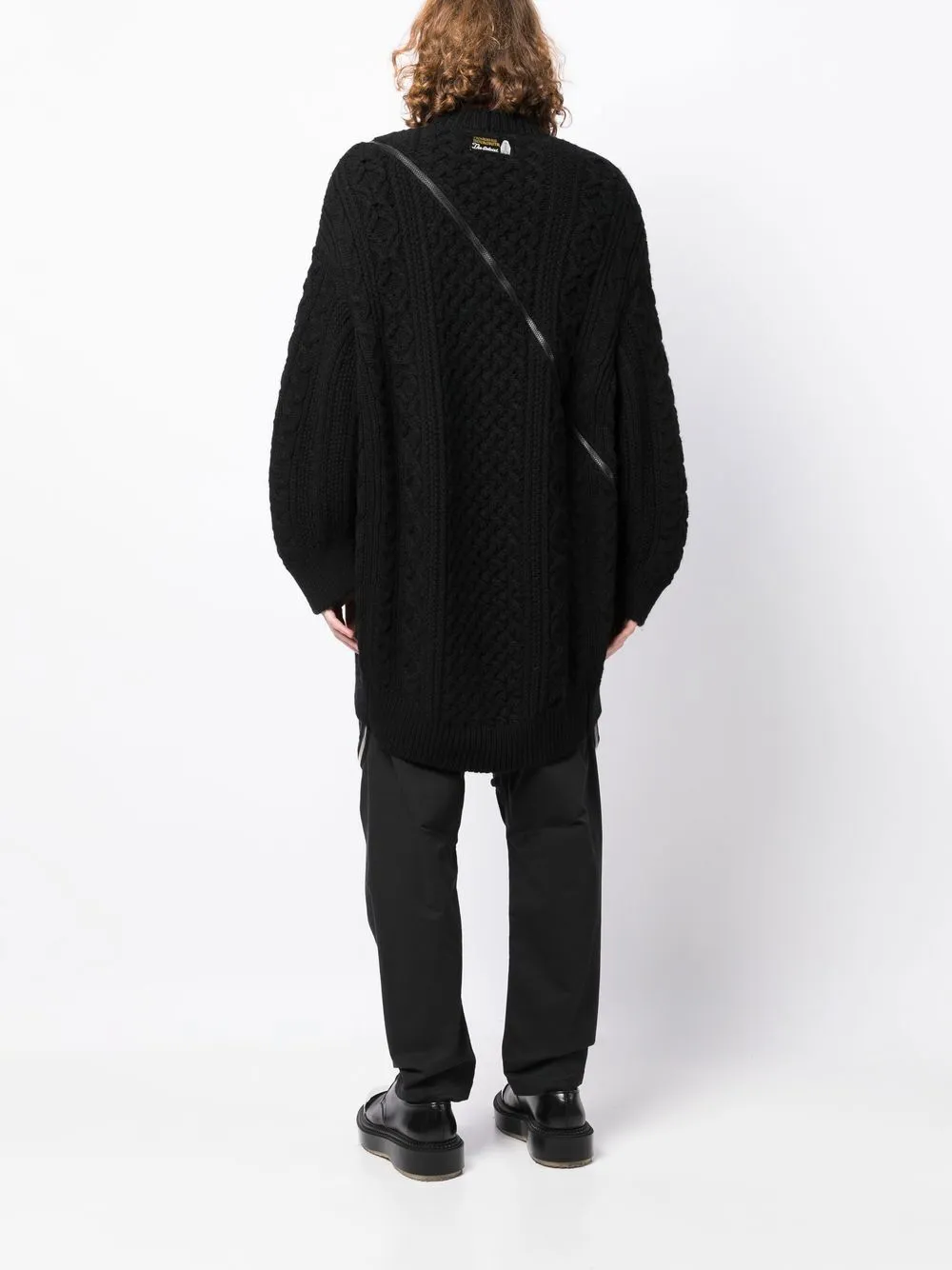 Zip-Detail Aran-Knit Cardigan