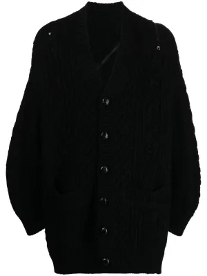 Zip-Detail Aran-Knit Cardigan winter jackets clearance