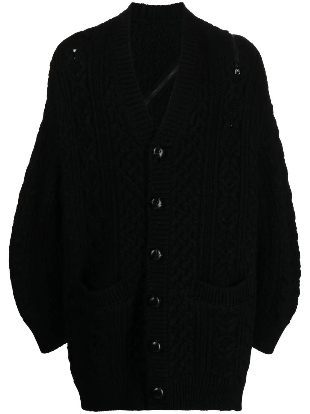 Zip-Detail Aran-Knit Cardigan winter jackets clearance