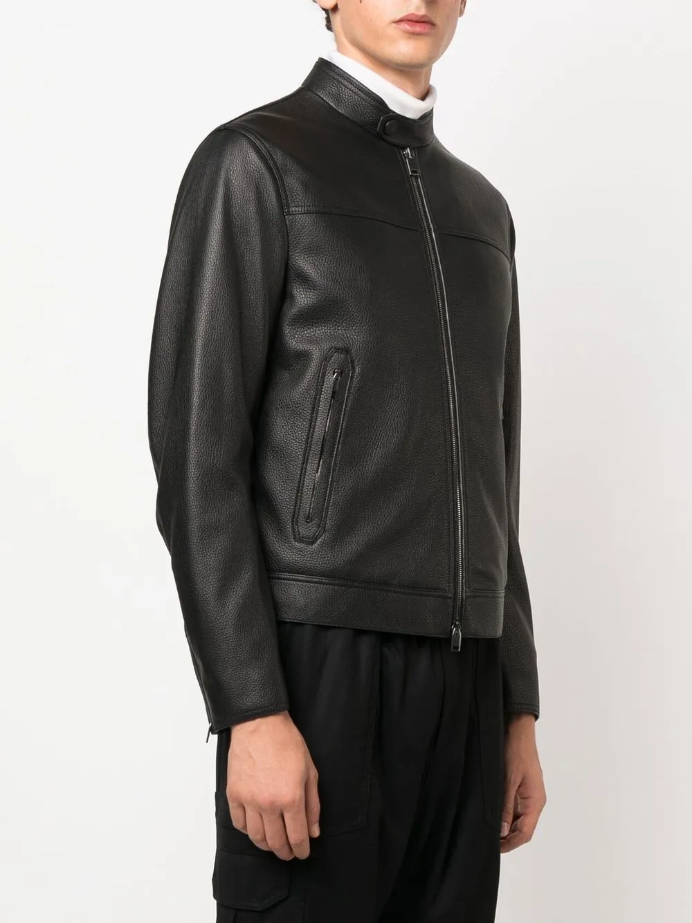 Zip-Front Leather Jacket