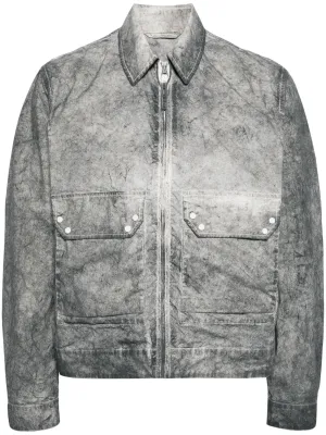 Zip-Up Distressed-Effect Shirt Jacket winter jackets clearance