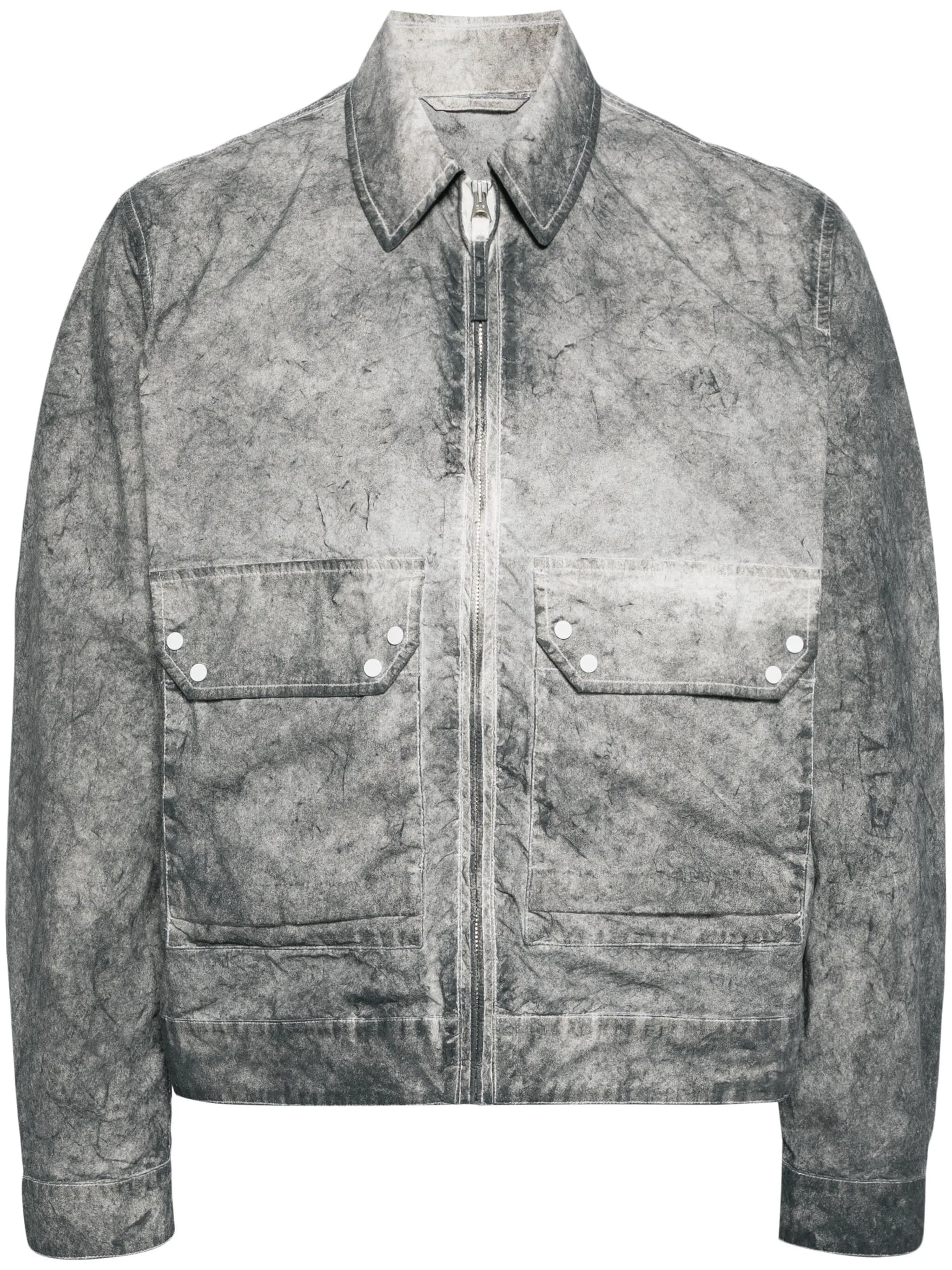 Zip-Up Distressed-Effect Shirt Jacket winter jackets clearance